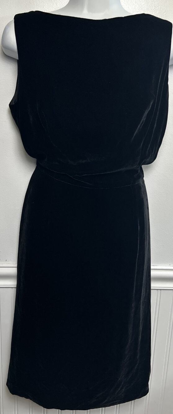 Vintage Ralph Lauren Dress 10 Black Velvet Deep V Back A-line Union USA Classic